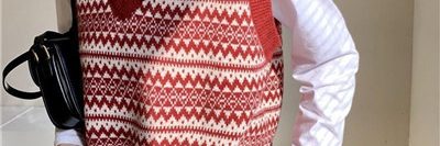 Petite rhombus loose v neck sweater vest (2)