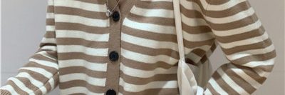 Short striped cardigan thin sweater for sale (2)