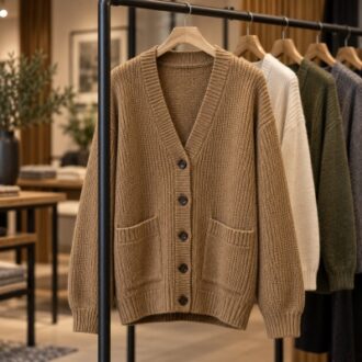 Button front cardigan sweater for OEM private label and wholesale buyers