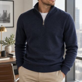 Navy half zip sweater for mens OEM wholesale and private label sourcing