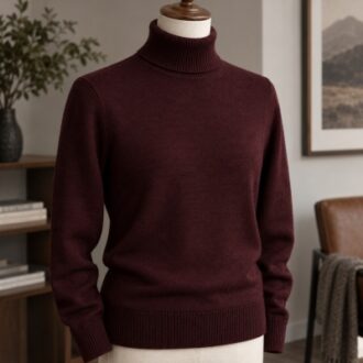 Burgundy turtleneck sweater for OEM wholesale and private label programs