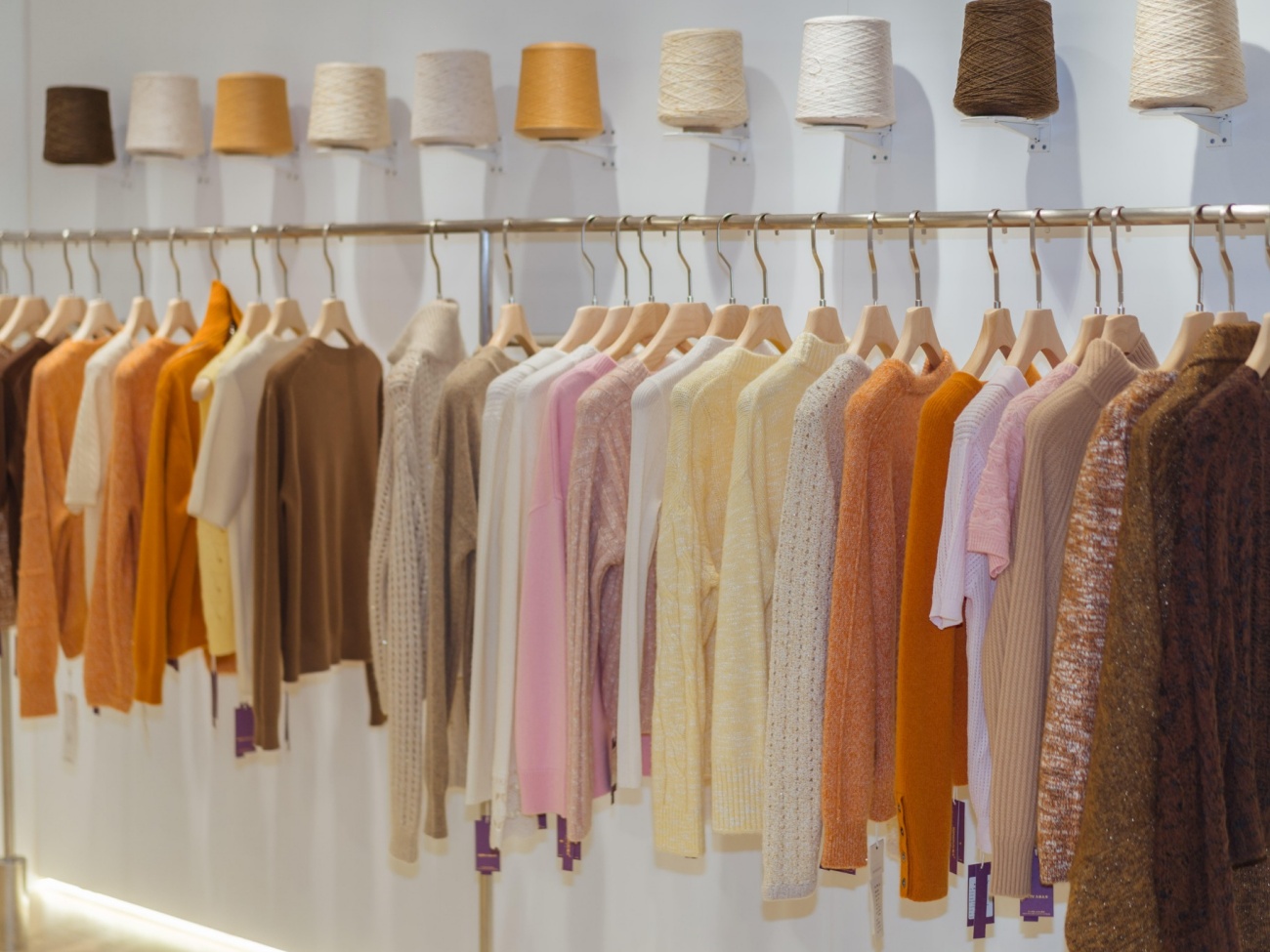 Yarn Selection and Sweater Sample Display